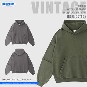 Durable 300 GSM Brodé Uni Teint Hoodies Élégant Unisexe Surdimensionné Coton Sweatshirts Confortable Chaud Casual Wear Factory - Product Image 5
