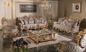 Juego de Sofás de Sala de Estar de Estilo Villa Tradicional Moderna de Primera Calidad, Muebles de Salón Europeos Tallados Personalizados, Mejores Precios de Venta - Product Image 2