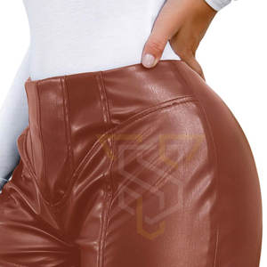 Women's Breathable <b>Leather</b> <b>Shorts</b> Solid Color Street Wear Customizable with Plain Dyed Technique - Product Image 5