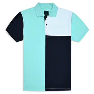 100% algodón de alta calidad, respetuoso con el medio ambiente, patrón sólido informal para hombre, camisa Polo, bloque de Color acuático, diseño frontal de piqué - Product Image 1