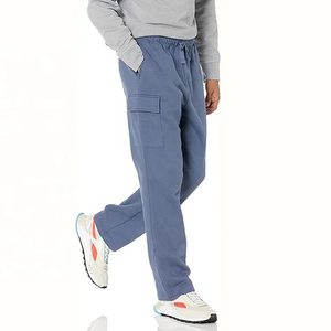 Haute qualité personnalisé sérigraphie polaire Joggers hommes jambe large pantalons de survêtement Baggy empilé évasé hommes pantalon lavé - Product Image 1