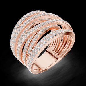 Anillo con Diamantes Redondos de Múltiples Hileras con Engaste de Puntas |   Joyería Fina de Lujo para Mujer - Product Image 5