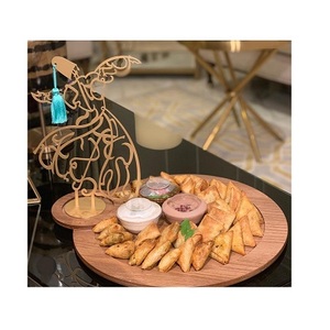Plateau de service à dessert en bois fait à la main Design fantastique Forme ronde Plateau de dates du Ramadan au prix le plus bas - Product Image 1