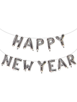 Ensemble de ballons en feuille d'aluminium pour le Nouvel An, ballons en lettres argentées, ballons ronds en feuille d'aluminium noirs et dorés pour les fournitures de fête du réveillon du Nouvel An