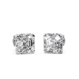 Pendientes de Oro Blanco de 18K con Diamante de Corte Asscher de 0.75ct, Corte Esmeralda de Moda con Baño de Oro (G-H VS2-SI1) - Product Image 2