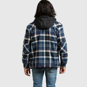 Chaqueta de franela con estampado de logotipo personalizado de alta calidad cálida de invierno con cuello levantado fino para hombre - Product Image 2