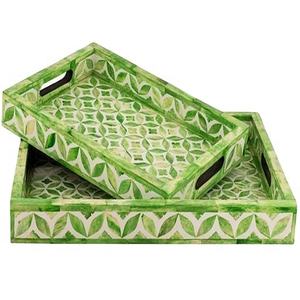 Bandeja de Servicio de Lujo Hecha a Mano con Incrustaciones de Hueso, Rectangular Pulida, de Alta Calidad, Segura para Contacto con Alimentos, para Hogar y Restaurante - Product Image 1