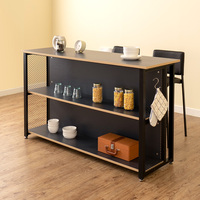 Table de bar moderne en métal industriel avec base en fer, emballage plat, pour usage domestique, commercial, salon, cuisine, rangement ouvert