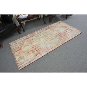 Alfombra de lana Vintage, color rojo y beige, 3,2x6,4 pies, estilo Kilim, alfombras rectangulares de área grande turca, respaldo de látex abstracto para pasillo de 10mm - Product Image 2