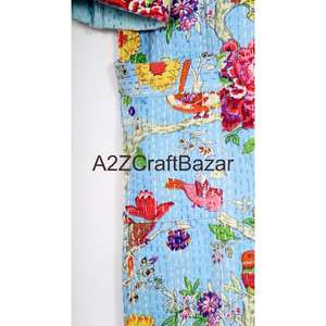 Bata Corta Kimono Kantha Vintage Hecha a Mano, 100% Algodón, Diseño Floral de Lujo, Abrigo Indio Acolchado, Chaqueta Suave para Invierno y Otoño - Product Image 2
