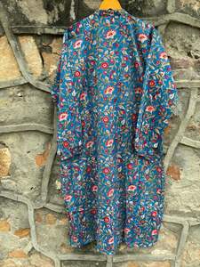 Robe longue en coton biologique faite à la main imprimé de feuilles brunes en vrac fête indienne naturelle ethnique Resort porter longue robe de plage balançoire été - Product Image 5