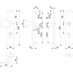 Aluminium F1 92mm 67-77mm Schutzgarnitur 86G/3332ZA/3310 Furniture Handles & <b>Knobs</b> From HOPPE - Product Image 3