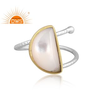 Dernières tendances bague en argent sterling fin naturel doré pierre du soleil pierre précieuse demi-lune conception bijoux personnalisés pour les femmes - Product Image 2