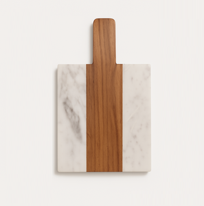 เขียงทรงสี่เหลี่ยมไม้อะคาเซียและหินอ่อนพร้อมที่จับบอร์ดชีสหรูหราอุปกรณ์ตกแต่งห้องครัว - Product Image 1