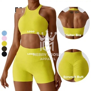 เซ็ตสองชิ้นเสื้อแขนกุดลำลองสำหรับผู้หญิงชุดบราและกางเกงขาสั้นผ้าฝ้ายสำหรับผู้หญิงมาใหม่ฤดูร้อน - Product Image 1