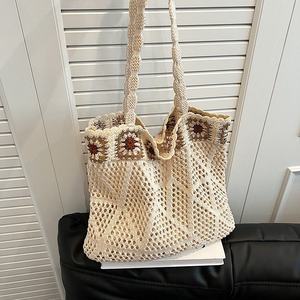 Bolso de hombro de punto hueco informal para mujer, de gran capacidad, sin forro, de tela, novedad 2025, ligero, para ocio y viajes, para todas las estaciones - Product Image 1