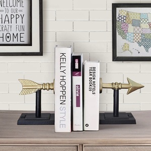 Sujetalibros grande personalizable de aleación de aluminio dorado, paquete de estantería estilo granja decorativa pesada con Material de Metal de logotipo único - Product Image 2