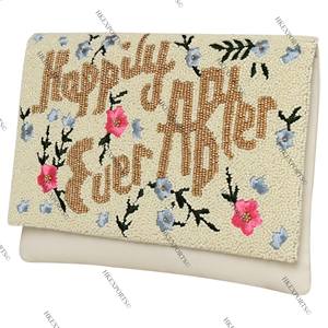 Venta al por mayor Multicolor Vibrant Wedding Handbags Happy Ever Bridal Beaded Clutch con cierre de cremallera y lentejuelas MOQ 3PCs - Product Image 1