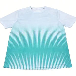 Camiseta Deportiva con Rayas Degradadas para Hombre y Mujer, de Secado Rápido, Transpirable, para Correr, Hacer Ejercicio, Gimnasio, Absorbe la Humedad, Ropa Deportiva Informal - Product Image 1