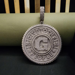 Luxury Iced Out Custom Logo <b>Coin</b> <b>Pendant</b> VVS Moissanite Diamond 925 Silver Hip Hop Statement <b>Necklace</b> - Product Image 1