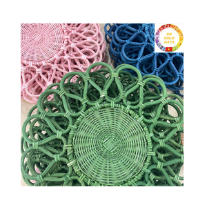 Handmade Round Rattan Charger Plates Woven <b>Placemats</b> Natural <b>Wicker</b> Table Decor From Vietnam - Product Image 1