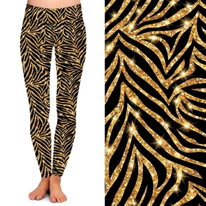 Leggings de yoga pour femmes à taille haute, rayés, longueur cheville, logo sur la jambe droite, fermeture élastique à la taille, respirant, séchage rapide, 220g - Product Image 1