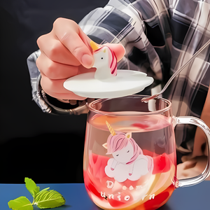 Taza de Vidrio Transparente con Diseño de Unicornio de Ensueño - Product Image 2