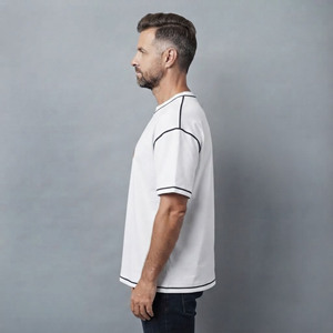 เสื้อยืดคอกลมทรงหลวม ผ้าเจอร์ซีย์หนา 180 กรัม ผ้าฝ้าย แบบ OEM/ODM สั่งทำพิเศษ ไหล่ตก สไตล์ฮิปฮอป ระบายอากาศได้ดี เป็นมิตรกับสิ่งแวดล้อม เหมาะสำหรับออกกำลังกาย - Product Image 5