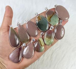 Colgante de jaspe Imperial Natural Chapado en plata de ley 925 sólida de alta calidad para mujer, fabricación de joyas de piedras preciosas al por mayor - Product Image 1