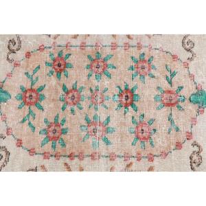0.2x5.9 ft Vintage Rug, Turkish <b>Runner</b> Rug, <b>Red</b> Green Floral Wool Rug - Product Image 5