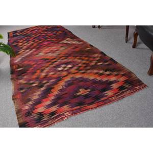 Alfombra Kilim Turca Étnica Roja 9x12, Hecha a Mano, Rectangular, de Lana, Ecológica, con Pelo Mediano, para Entrada - Product Image 1