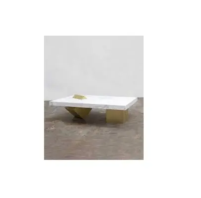 โต๊ะหินอ่อนทองเหลืองโบราณทรงสี่เหลี่ยมใหม่ล่าสุดขาฐานทองเหลืองขนาดใหญ่สำหรับห้องนอน