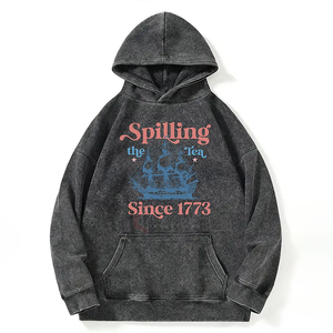 Streetwear personnalisé pull à capuche poids lourd vintage lavage à l'acide DTG impression goutte épaule sweats à capuche fabricant - Product Image 4