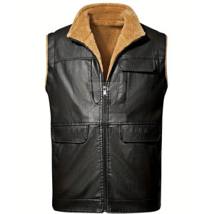Gilet d'hiver en cuir personnalisé pour hommes-Vêtements d'extérieur respirants et durables de haute qualité avec couleurs et logo personnalisés - Product Image 1