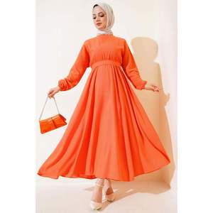 Robe en lin à taille élastique Orange TR Made Regular Pattern Tailles 36-42 - Product Image 2