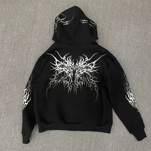 Fabrication de vêtements vintage personnalisés Sweat à capuche d'hiver en polaire lourde 400gsm avec logo personnalisé DTG Print pour hommes - Product Image 6