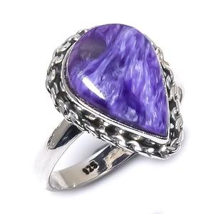 Joyería de piedras preciosas de Charoite para mujer, anillo de estilo bohemio de plata, joyería de plata de ley 925, anillo hecho a mano de tendencia, Regalo para mamá - Product Image 2
