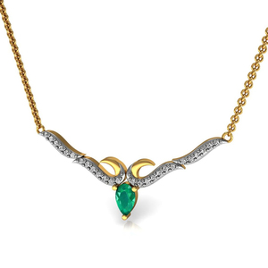 Real 18K oro amarillo diamante Esmeralda cadena collar piedras preciosas diamante nuevo último diseño de hoja collar fabricante de joyería fina - Product Image 3