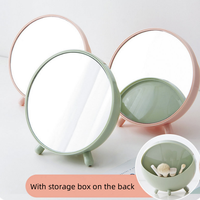 Miroir de maquillage debout de table rose populaire personnalisé miroir de courtoisie de bureau de maquillage de cercle avec le peigne