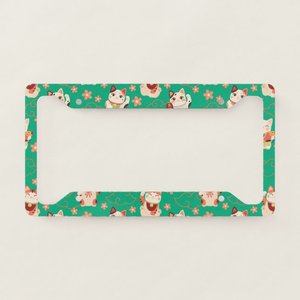 Marco para Matrícula con Diseño de Gatos Maneki Neko, Cubierta Duradera para Placa de Matrícula de Coche Hecha de Fibra de Carbono LED, Aluminio, Plástico y Acero - Product Image 1