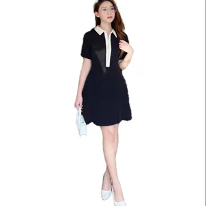 Discover Exclusive A-line Mini Women's Fashion Dresses in Chic Black and White Combination and Proudly Made in Vietnam