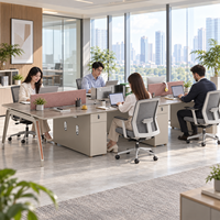 Postes de travail modulaires modernes pour 6 personnes avec cloison de séparation pour bureaux ouverts d'entreprise - Vente en gros