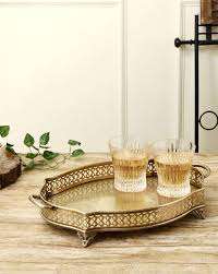 Bandeja de servicio redonda de latón para almuerzo, accesorios de hoteles con asa, vajilla de lujo de latón, bandeja decorativa - Product Image 4