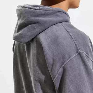 Sudadera con capucha de gran tamaño de otoño e invierno para hombre con telas de lavado ácido Patrón sólido estampado vintage OEM ODM Hombros caídos - Product Image 4