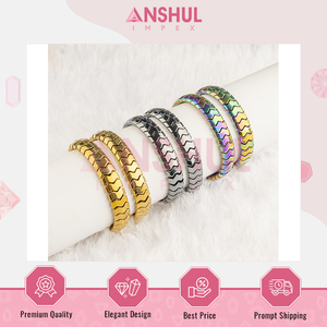 Bracelets en hématite dorée de qualité supérieure, design élégant, faits à la main, lisses et polis, en forme d'écailles de poisson ou en zigzag, pour les acheteurs en gros - Product Image 4