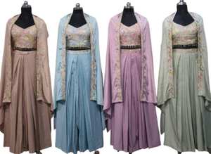 Blusa Lehenga de seda Choli bordado pesado borlas tonos pastel cosido Dupatta para bodas indias festivales de Diwali a granel - Product Image 2