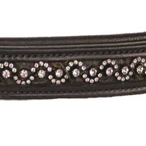 Venta al por mayor todas las formas banda de cejas de caballo de cuero acolchado negro con cristales plateados diamantes de imitación banda de cejas Bling - Product Image 4
