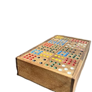 Jeux de dominos en bois 56 tuiles Domino mexicain Jeu de société classique Décoration de table basse Temps de loisirs Adolescents Adultes Amusement Intérieur Extérieur - Product Image 1