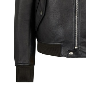 แจ็กเก็ตผู้ชายผ้าใบหนังแท้คอพับแฟชั่น2024ฤดูใบไม้ร่วง/ฤดูหนาวกำหนดขนาดได้เองเสื้อคลุมกันน้ำสีดำ - Product Image 4