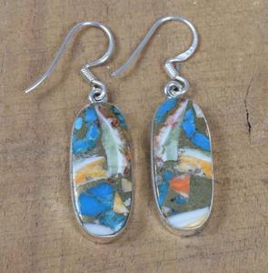 Pendientes de piedras preciosas de turquesa ostra, pendientes de plata de ley sólida 925 para mujeres y niñas, Pendientes colgantes, joyería estampada 925 - Product Image 2